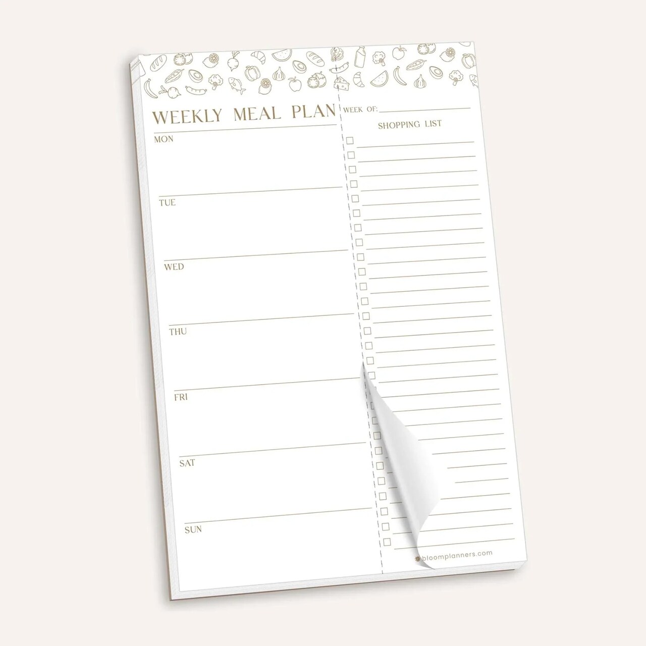 bloom daily planners Weekly Meal Planning Pad with Magnets 6 x 9 Modern Gold